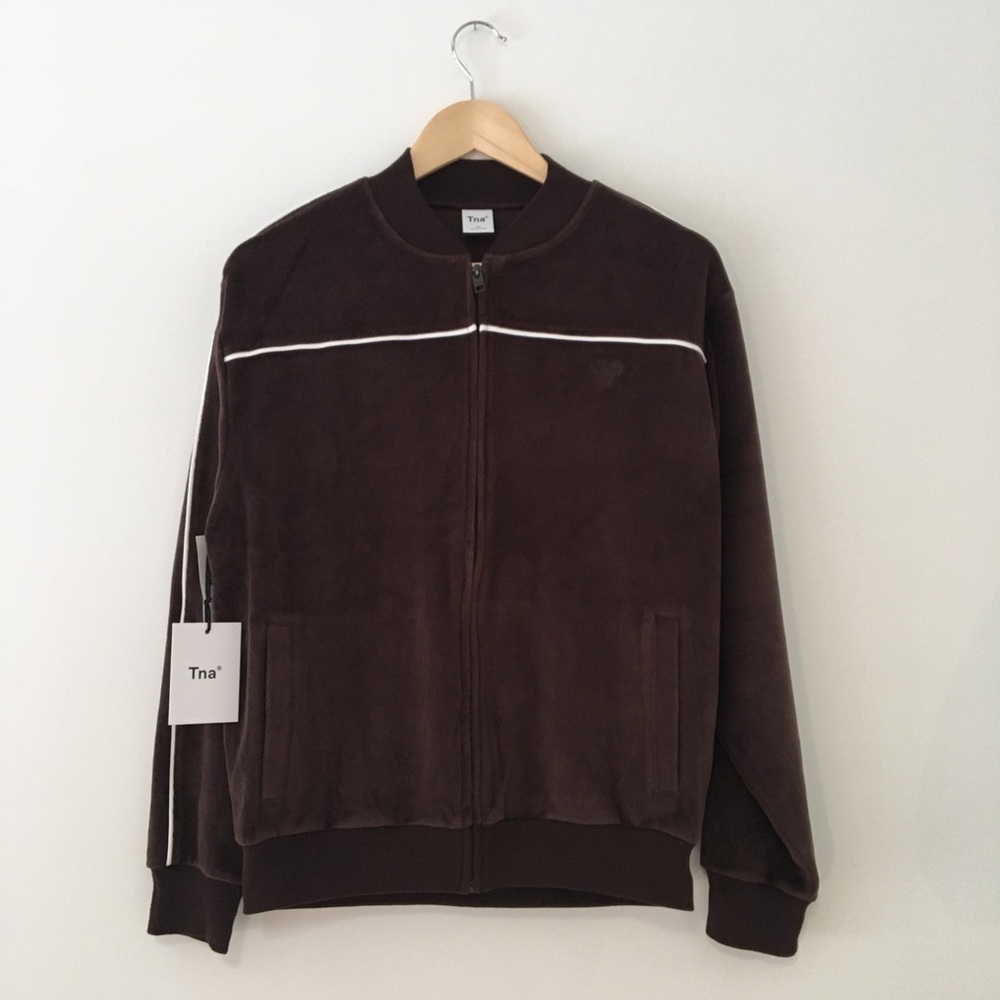 NWT TNA Aritzia Velour Zip-up Track Jacket Brown Size XS